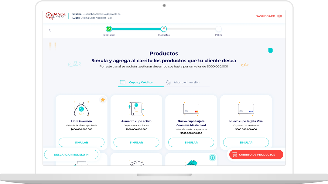 Interfaz de Banca Xpress